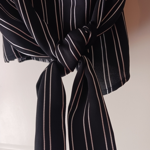 Calvin Klein Black Stripe Wrap Style Blouse - Picture 8 of 14